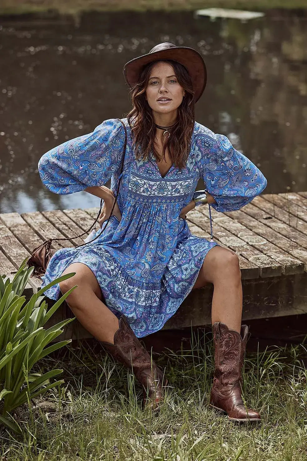 boho mini dresses australia Cotton Boho Mini Dress, Block Print Babydoll Style